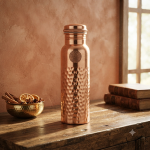 Botella de Agua de Cobre Premium con Patrón Ornamental Antiguo, Tapa de Rosca Hermética, Frasco Ayurvédico Reutilizable para Viajes y Hogar - Product Image 3