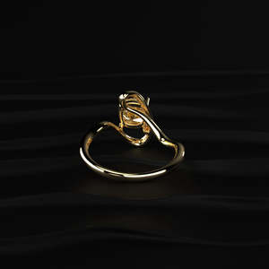 Bague de fiançailles de luxe en or massif et platine, sertie d'un moissanite jaune taille coussin de 2,15 carats, forme fluide, bijoux fins faits à la main - Product Image 3