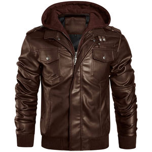 Chaqueta de Motociclista de Cuero Genuino Marrón, Abrigo de Invierno Cálido de Cuero Auténtico, Ropa Exterior Transpirable y Resistente al Viento - Product Image 1