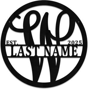 Letrero de Metal Personalizado con Monograma para Puerta Principal, Letrero con Apellido Familiar Personalizado, Regalo de Aniversario de Bodas, Letrero de Metal para Pared Exterior con Nombre - Product Image 2