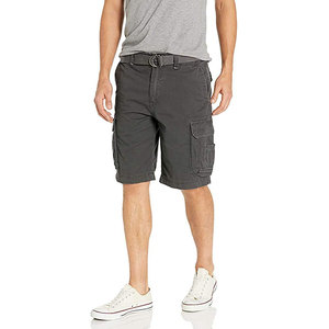 Shorts cargo pour homme, taille mi-haute, couleur unie, en coton, style décontracté, avec poches, fermeture boutonnée - Product Image 1