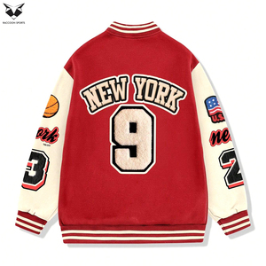 Good Selling Men Color Block Stitching Front Button Number Alphabet <b>Pattern</b> Pocket Casual College Baseball Varsity <b>Jackets</b> - Product Image 2