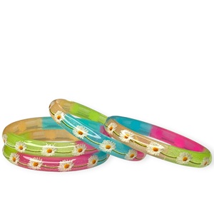 Hot Sale Fashionable Collection Gold Plated Acrylic Floral Bangles Set for Women <b>Cute</b> Flower Pattern Wedding at Wholesale Price - Product Image 5