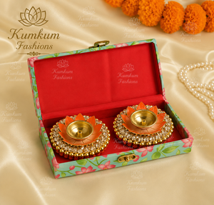 Indian Lotus Shagun <b>Gift</b> <b>Box</b> Akhand Jyot Oil Brass Diya Chinese New Year Diwali Wedding Favor Eco-friendly Traditional - Product Image 1