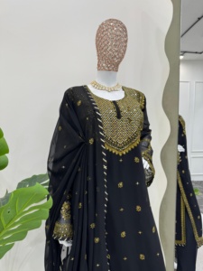 Magnifique ensemble Salwar Kameez Dupatta de créateur, style Bollywood, traditionnel indien pakistanais, pour fêtes, mariages et événements, haut et bas, Foux - Product Image 3