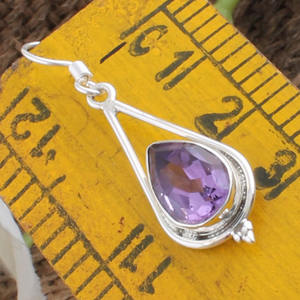 Pendientes Colgantes de Plata de Ley S925 con Amatista y Cuarzo Lavanda, Corte Lágrima Vintage, Joyería de Moda al por Mayor - Product Image 4