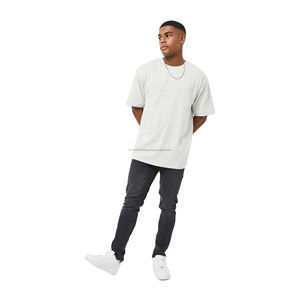 T-shirt pour homme de haute qualité 100% coton, col rond, manches courtes, imprimé par transfert thermique, uni, coupe ample, épaules tombantes, poids lourd - Product Image 1