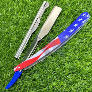 Navajas de Afeitar al por Mayor OEM Personalizadas para Hombre, Navaja Plegable con Diseño de Bandera Americana, Herramienta de Afeitado con Bloqueo Deslizante - Product Image 1