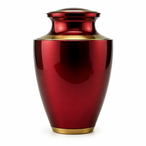 Antique Red Gold Cremation Urn <b>Memorial</b> Picture Sticker with Enamel Cremation Urn for Human Funeral Ashes - Product Image 1