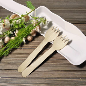 ¡Spork de madera desechable biodegradable vietnamita 100% 95mm para fiestas! - Product Image 1
