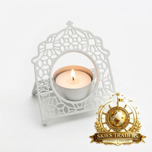 Lanterne marocaine dorée en métal ajouré pour bougie chauffe-plat, centre de table vintage, accent décoratif pour la maison, présentoir lumineux festif - Product Image 6