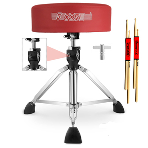 Trono de Batería Profesional de Acero de 5 Núcleos, Acolchado de 4 Pulgadas de Grosor, Capacidad de 400 Lb, Soporte de Batería Giratorio Ajustable, Modelo DS CH RED PR HD, Incluye - Product Image 1