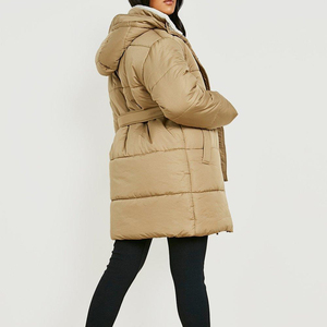 New Arrival <b>Ladies</b> Casual Bubble <b>Coats</b> Bandage Split Spring Women Puffer Jackets <b>Hooded</b> Reversible Waterproof Sequined Knitted - Product Image 2