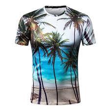 เสื้อยืดพิมพ์ลาย 3 มิติ แบบซับลิเมชั่นเต็มตัว ลายต้นปาล์มเขตร้อน สำหรับผู้ชาย เสื้อผ้าชายหาดฤดูร้อน ระบายอากาศได้ดี แห้งเร็ว - Product Image 3