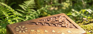 2 unique design in one <b>box</b> Handcrafted <b>Wooden</b> Carved And Brass Inlaid Treasure Chest Floral Keepsake jewelry <b>box</b> - Product Image 3