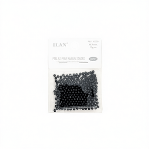 Perles Ilan pour l'artisanat 4mm noires 10g sachet - Product Image 1