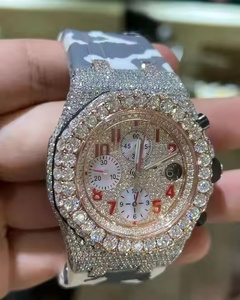 Reloj de pulsera analógico de cuarzo elegante con diamantes de moissanita de primera calidad para hombre, para un estilo moderno y lujoso - Product Image 2
