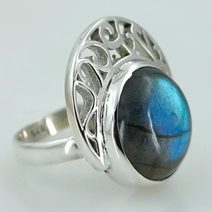 <b>Labradorite</b> <b>Ring</b> 925 Sterling Silver Handmade Boho Statement Promise Jewelry for Women Natural Round Shape Gemstone Jewelry - Product Image 3