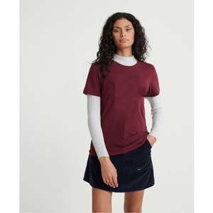T-shirt en coton marron pour femme, col rond, manches courtes, basique, uni, décontracté - Product Image 6