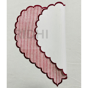 Ridhi Red Linen Placemats with Red Embroidery Heart Shape <b>Table</b> Placemat Reusable <b>Table</b> <b>Mats</b> Bulk for Hotels, Weddings & Events - Product Image 3