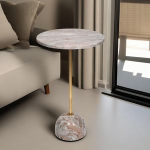 Modern Living Mini End <b>Table</b> Luxury Furniture <b>Marble</b> <b>Top</b> Round <b>Side</b> <b>Table</b> for Living Room, Hotel, Office Gold Plated <b>Tables</b> - Product Image 1