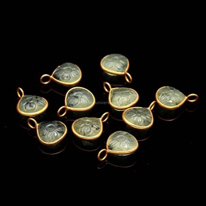 Colgante de prehnita natural tallado a mano con forma de flor, plata de ley 925, amuleto de prehnita para la fabricación de joyas, venta al por mayor, 12 mm - Product Image 2