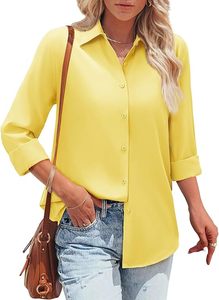 Chemisiers élégants pour femmes, vêtements de bureau et décontractés d'été, chemises à manches longues boutonnées sur mesure - Product Image 5