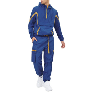 Conjunto Deportivo con Capucha Azul OEM, Manga Larga, Cierre con Cordón, Estilo Urbano, Corte Regular, Bolsillos Laterales, Ropa de Otoño, WINDBREAKER - Product Image 1