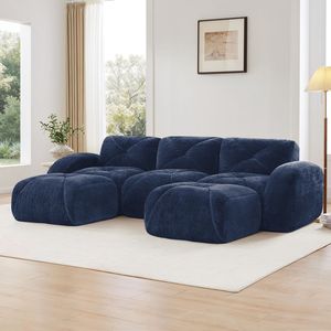 Divano a U Senza Struttura con Design Trapuntato, Spugna ad Alta Densità 32D, Base Antiscivolo, Senza Montaggio, Combinazione Libera per Soggiorno - Product Image 2