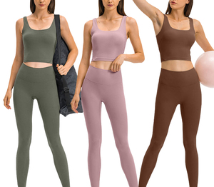 Yoga Set Solid High Waist Seamless Workout <b>Clothing</b> Plus Size 2-Piece Sweat-Wicking Four-Way Stretch Designed Sweat Free Comfort - Product Image 3