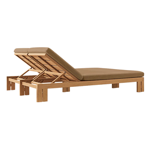 Solid Teak Wood Double Sun Lounger Adjustable Outdoor Chaise Lounge Patio Pool Daybed Folding <b>Recliner</b> Minimalist Furniture - Product Image 5