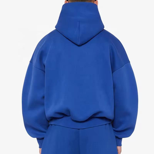 Hoodies en molleton français surdimensionnés et personnalisés en coton, coupe ample, poids lourd, essentiels décontractés, coupe courte pour hommes - Product Image 3