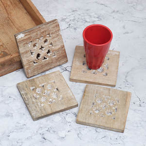 Wholesale Modern Jali Engraved <b>Wooden</b> <b>Coasters</b> for Tea Cups Bulk Table <b>Coasters</b>, Drink Mats for Hot & Cold Beverages - Product Image 2