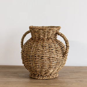 Jarrón Tejido de Pasto Marino Natural con Asas, Hecho a Mano, Ecológico, Decoración del Hogar, Estilo Bohemio, para Pedidos al por Mayor - Product Image 2