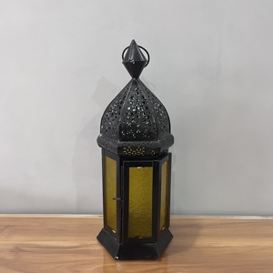 Artisan Design Decorative Iron & Glass <b>Lantern</b> with <b>Black</b> Finish for Home Decoration - Product Image 4