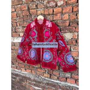 Pink Velvet Suzani Jacket Floral Embroidered Jacket <b>Coat</b> With Two Side Pocket Women's Winter Jacket Bohemian <b>Coat</b> - Product Image 4