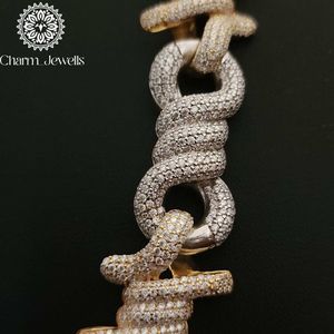 Collar de Moissanita para Hombre Charm Jewels, Plata con Baño de Oro de 14K, Cadena de Eslabones Redondos, Estilo Hip Hop, Corte Brillante, Engaste de Garra, IGI - Product Image 4