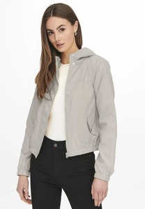 Chaqueta Bomber con Capucha y Cierre de Cremallera, Resistente al Viento, Tejido de Poliéster, para Otoño, Color Sólido, Corte Regular, Manga Larga - Product Image 1