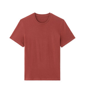 Camiseta de algodón de manga corta con cuello redondo para hombre, color liso, ajuste regular, estilo casual, tejido de punto, color óxido. - Product Image 5