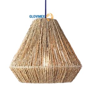 Abat-jour rustique en jonc de mer Vietrustic, disponible en OEM, fait main, rond, pour suspension, taille et couleur personnalisables - Product Image 5