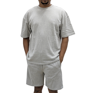 Mens Summer Sporty 100% Cotton Velour Short Sleeve T-Shirts and Shorts Sweatsuit 2-Piece <b>Set</b> - Product Image 2