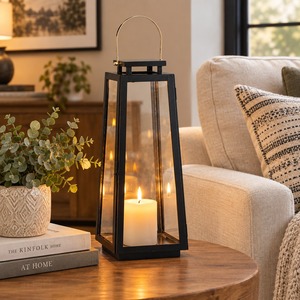 <b>Black</b> Iron <b>Lantern</b> <b>Candle</b> Holder Heat Resistant Home Decoration - Product Image 3