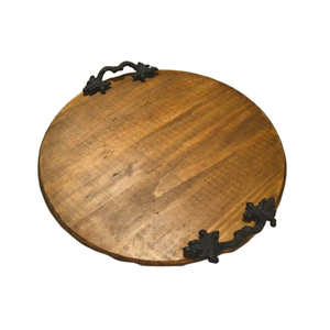 <b>Round</b> Shape <b>Serving</b> <b>Tray</b> With Black Designer Handles Greatest Quality Customized Size Wooden Coffee <b>Tray</b> - Product Image 1