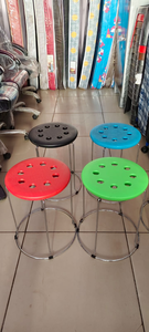 Portable Round <b>Plastic</b> <b>Stool</b> with Stainless Steel Legs Lightweight Multipurpose Chair for Home and Outdoor Use - Product Image 3