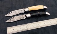 Couteau de chasse à option de personnalisation, couteau de survie tactique pliant en acier Damas avec étui, en stock, vente en gros uniquement
