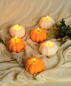 Velas de Cera de Soja Hechas a Mano con Forma de Calabaza Naranja, Decoración de Halloween, Decoración de Mesa para Fiestas en Interiores, Regalos - Product Image 2