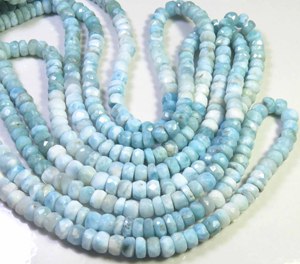 Perles de pierre précieuse Larimar bleu naturel, facettées en rondelle, 6 mm, brin de 8 pouces, perçage central, pour la fabrication de bijoux DIY - Product Image 3