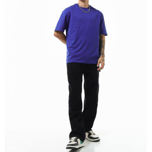 Camiseta de Manga Corta para Hombre 2026, Color Azul Rey, Cuello Redondo, Corte Regular, Color Sólido, Informal, Tejido de Punto, 100% Algodón, Diseño Liso - Product Image 1