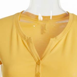 Camisa de Lujo para Mujer, 100% Algodón, Diseño Personalizado, Logotipo OEM, Estilo Henley con Botones, Precio al por Mayor - Product Image 4