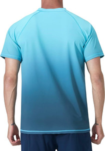 T-shirt de sport pour homme 100 % coton à séchage rapide, manches courtes, col rond, coupe classique, logo avant, respirant, écologique, bleu - Product Image 2